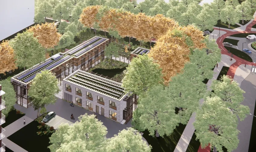 Geanimeerd plan van resultaat na nieuwbouw