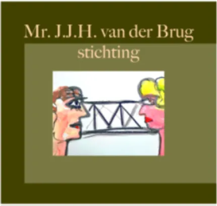 Logo van Mr. J.J.H. van der Brug Stichting, een tekening van twee mensen die naar elkaar kijken